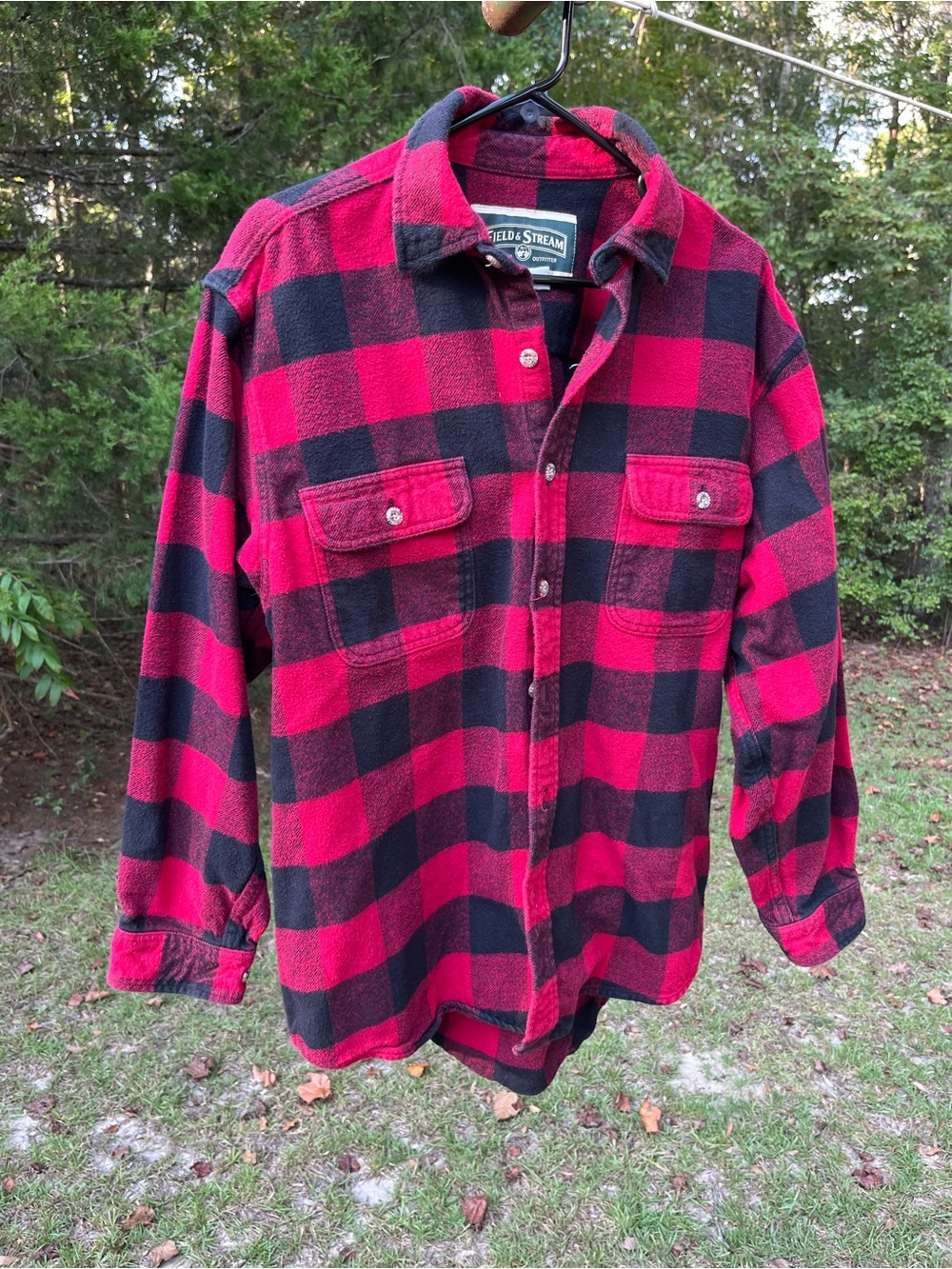 Field & Stream Buffalo Plaid Button-Front Shirt Jacket in Red and Black